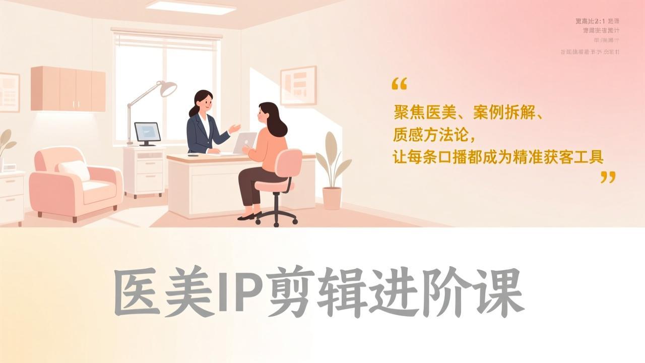 医美IP剪辑进阶课，聚焦医美、案例拆解、质感方法论，让每条口播都成为精准获客工具-校睿铺