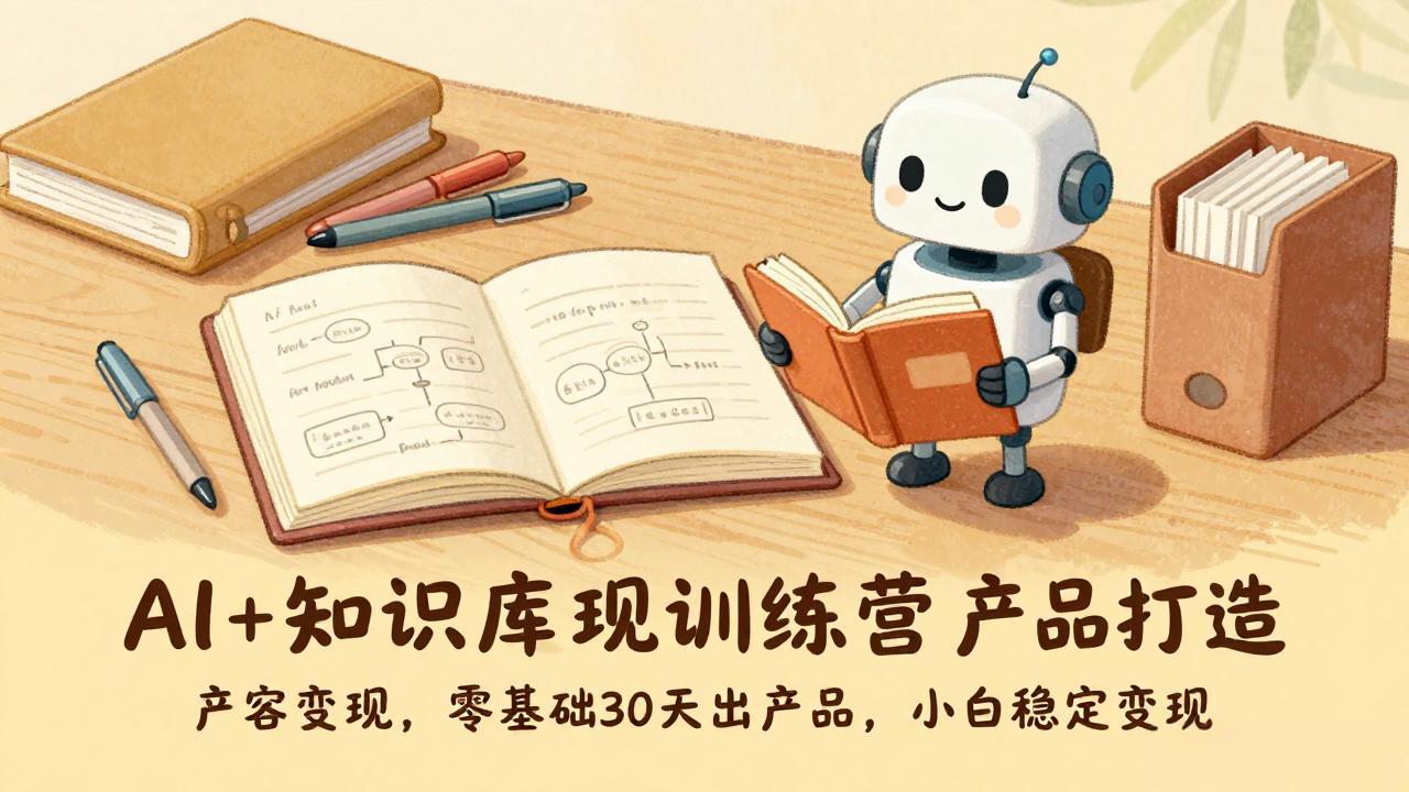AI+知识库变现训练营，产品打造、内容创作、全平台变现，零基础30天出产品，小白稳定变现-校睿铺