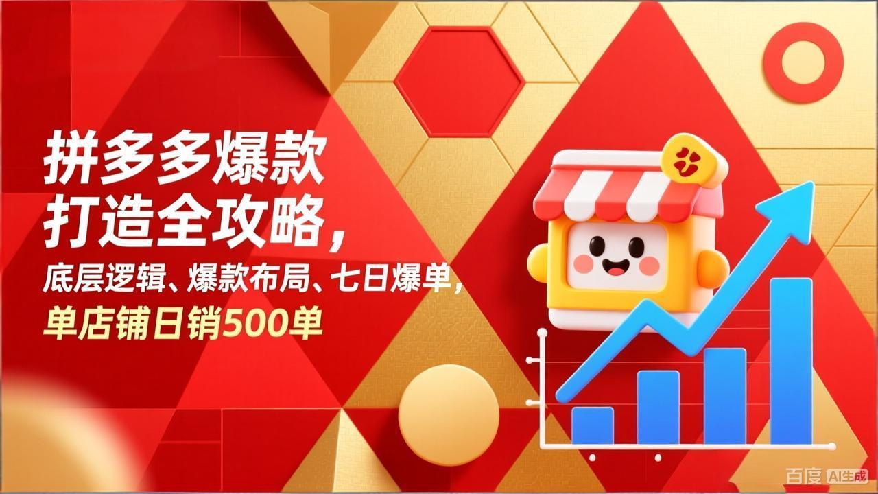拼多多爆款打造全攻略，底层逻辑、爆款布局、七日爆单，单店铺日销500单-校睿铺