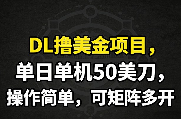 DL撸美金项目，单日单机50美刀，操作简单，可矩阵多开-校睿铺