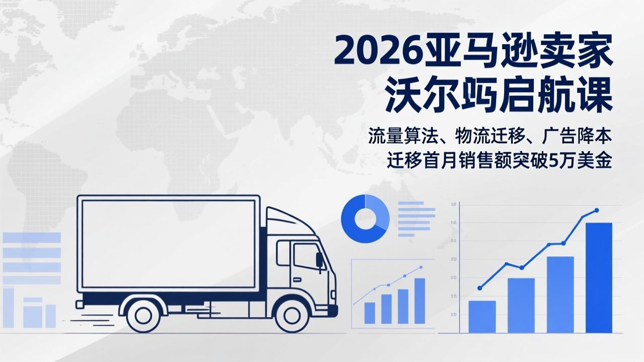 2026亚马逊卖家沃尔玛启航课，流量算法、物流迁移、广告降本，迁移首月销售额突破5万美金-校睿铺
