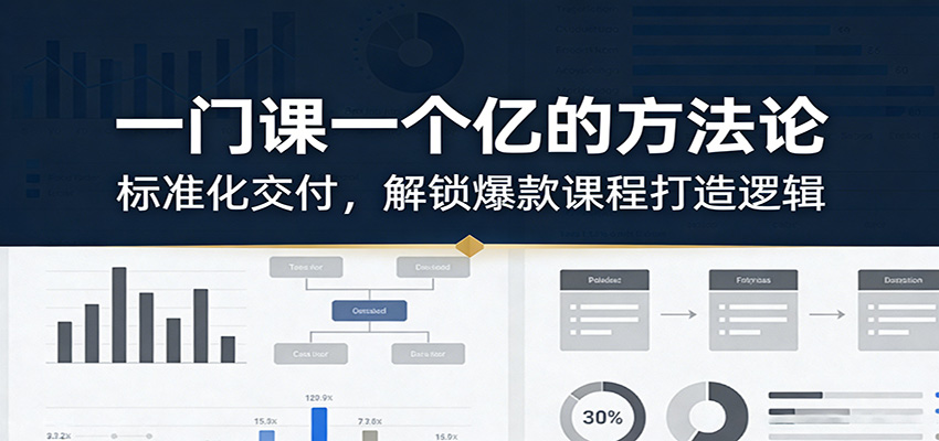 一门课一个亿的方法论：标准化交付，解锁爆款课程打造逻辑-校睿铺