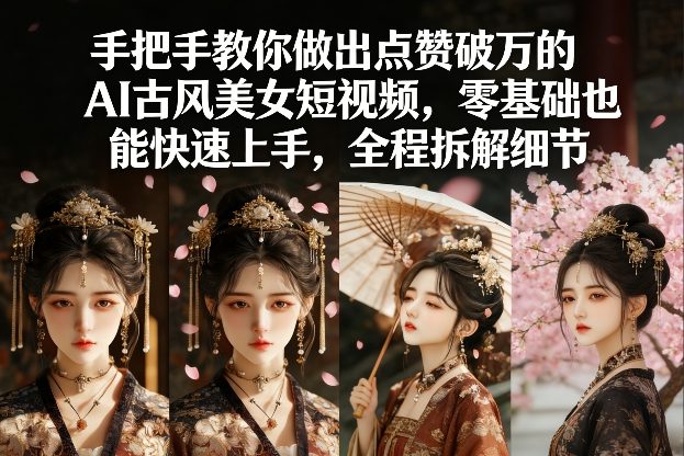 手把手教你做出点赞破万的AI古风美女短视频，零基础也能快速上手，全程拆解细节-校睿铺