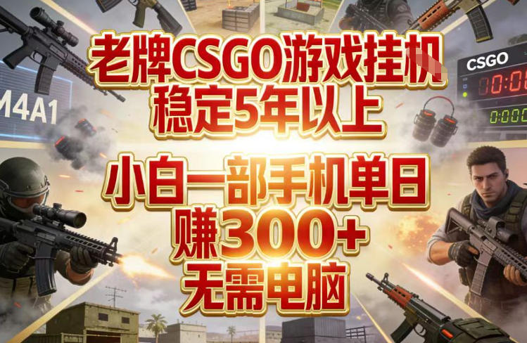老牌CSGO游戏挂G，稳定5年以上，小白一部手机单日賺3张+，无需电脑【揭秘】-校睿铺