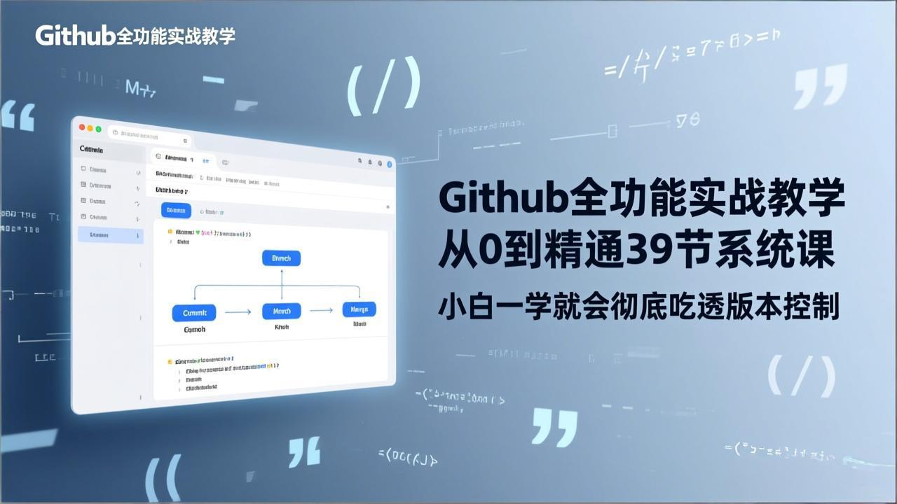 GitHub-全功能实战教学，从0到精通39节系统课，小白一学就会彻底吃透版本控制-校睿铺
