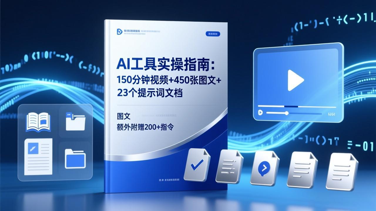 AI工具实操指南：150分钟视频+450张图文+23个提示词文档，额外附赠200+指令-校睿铺