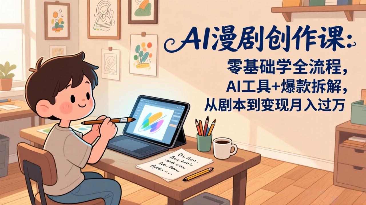 AI漫剧创作课：零基础学全流程，AI工具+爆款拆解，从剧本到变现月入过万-校睿铺