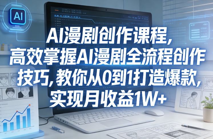 某社群AI漫剧创作课程，高效掌握AI漫剧全流程创作技巧，教你从0到1打造爆款，实现月收益1W+-校睿铺