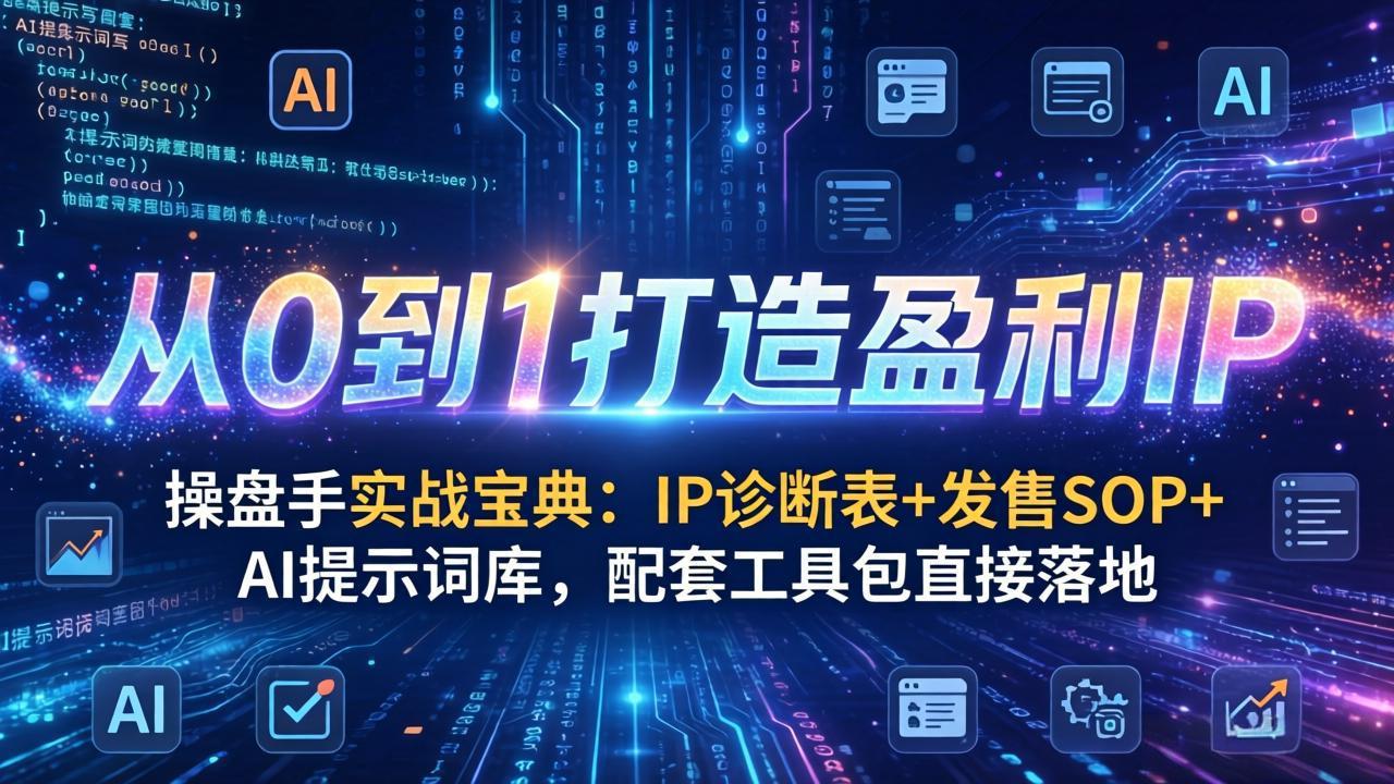 操盘手实战宝典：IP诊断表+发售SOP+AI提示词库，配套工具包直接落地，从0到1打造盈利IP-校睿铺