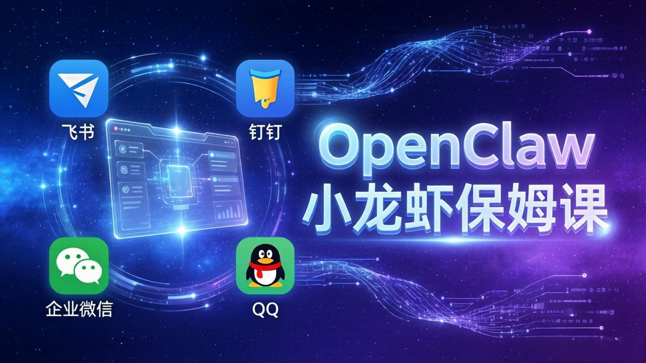 OpenClaw小龙虾保姆课： Windows/macOS/Linux/Docker全系统安装，飞书+钉钉+企业微信+QQ 全接入-校睿铺