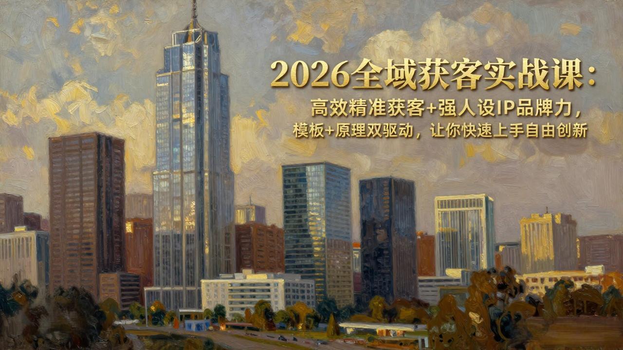 2026全域获客实战课：高效精准获客+强人设IP品牌力，模板+原理双驱动，让你快速上手自由创新-校睿铺