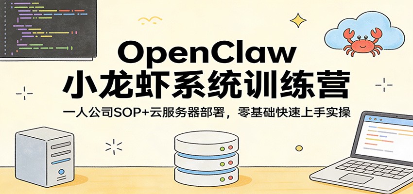 OpenClaw小龙虾系统训练营：一人公司SOP，云服务器部署，零基础快速上手实操-校睿铺