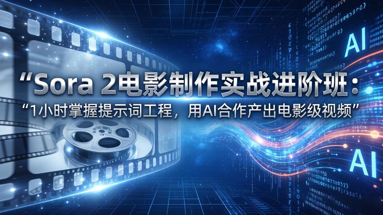 Sora 2电影制作实战进阶班：1小时掌握提示词工程，用AI合作产出电影级视频-校睿铺