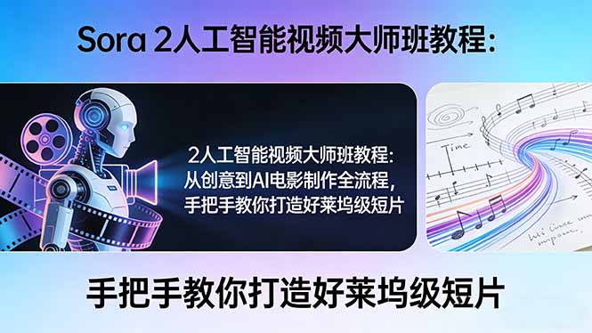 Sora 2人工智能视频大师班教程：从创意到AI电影制作全流程，手把手教你打造好莱坞级短片-校睿铺