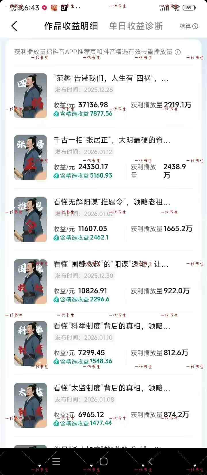 抖音300w粉丝博主的政史类科普视频教学,有大流量扶持,拿伙伴伙伴+精选独家双份收益