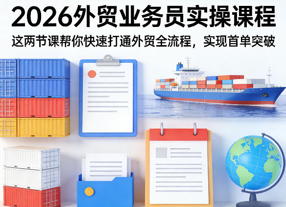 2026外贸业务员实操课程，这两节课帮你快速打通外贸全流程，实现首单突破-校睿铺