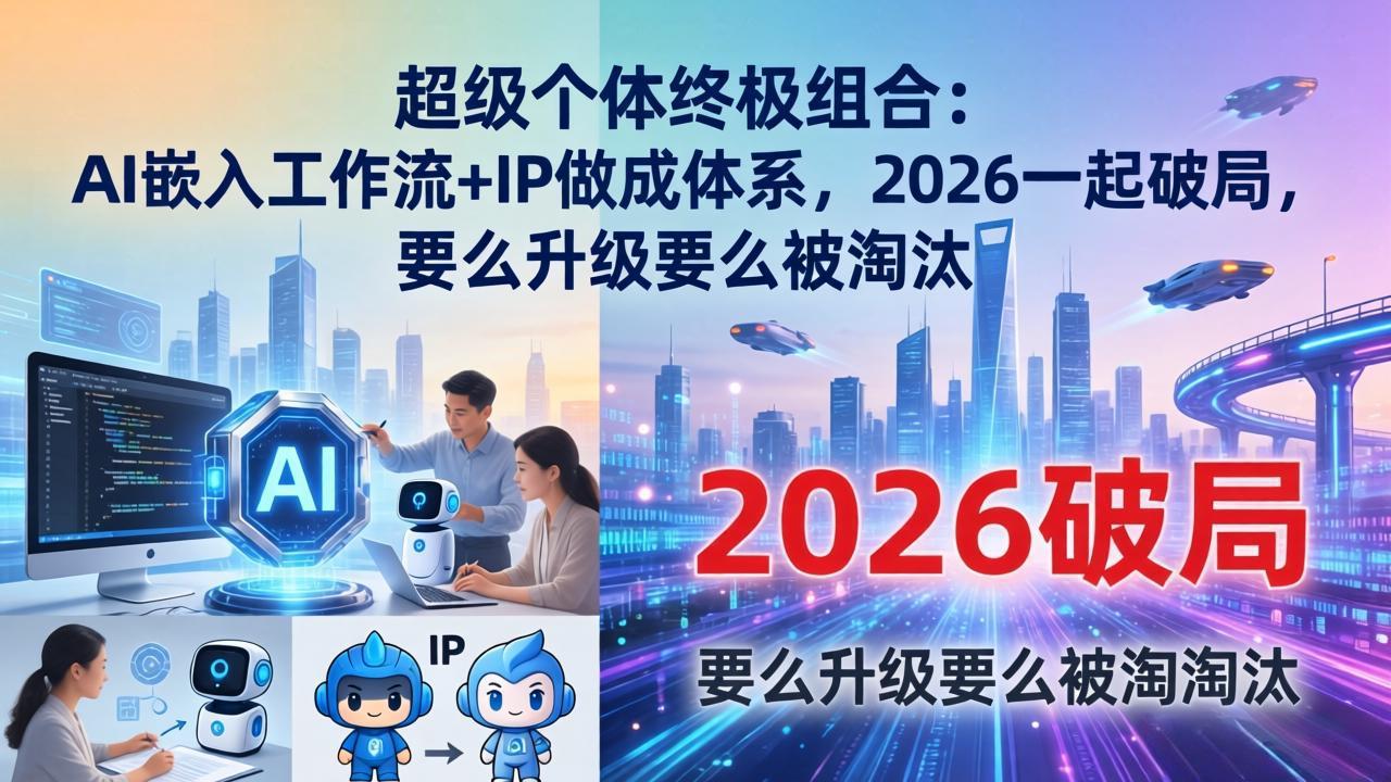 超级个体终极组合：AI嵌入工作流+IP做成体系，2026一起破局，要么升级要么被淘汰-校睿铺