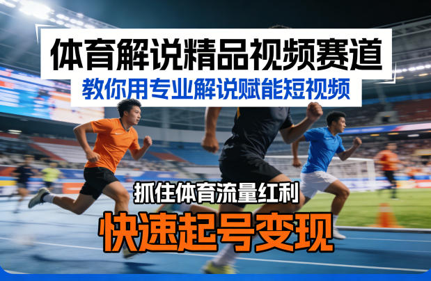 体育解说精品视频赛道，教你用专业解说赋能短视频，抓住体育流量红利，快速起号变现-校睿铺