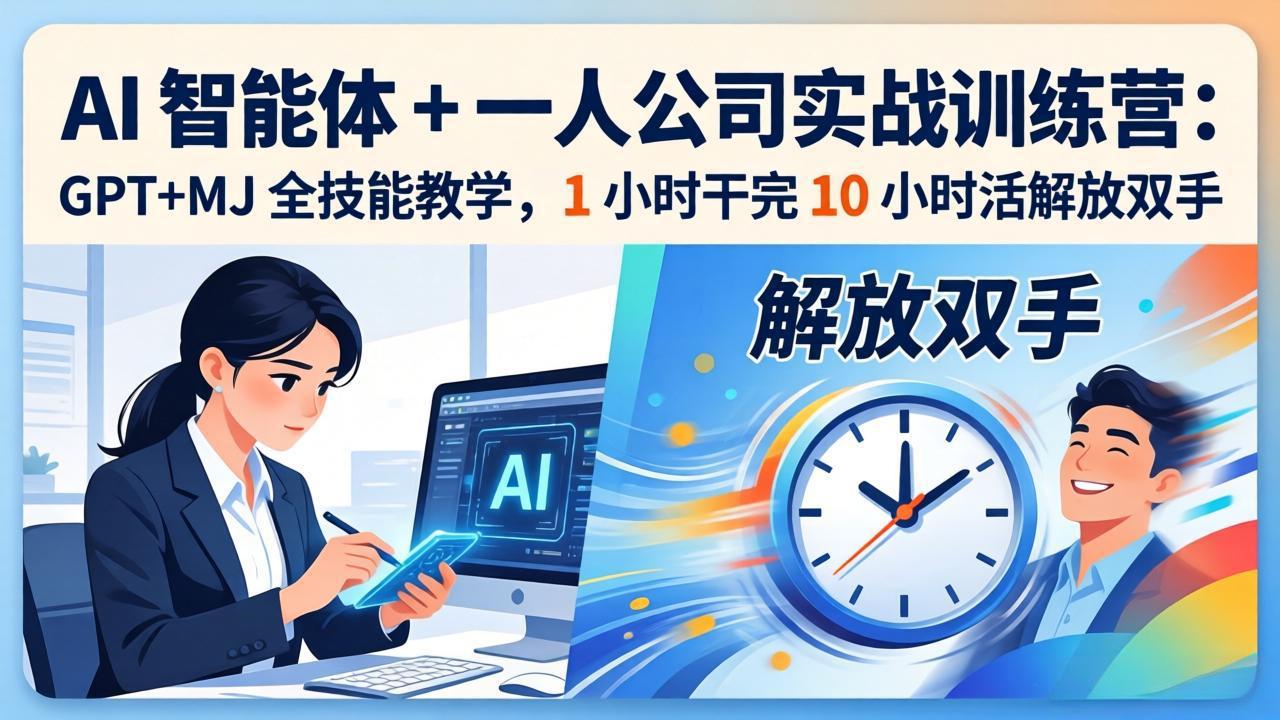 AI 智能体 + 一人公司实战训练营：GPT+MJ 全技能教学，1 小时干完 10 小时活解放双手-校睿铺