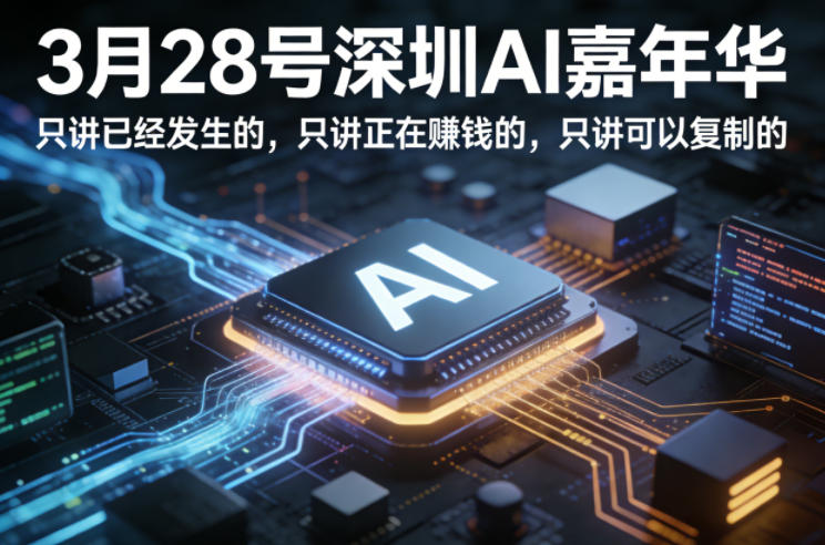 3月28号深圳AI嘉年华，只讲已经发生的，只讲正在賺钱的，只讲可以复制的-校睿铺