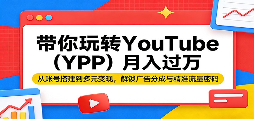 带你玩转YouTube(YPP)月入过万：从账号搭建到多元变现，解锁广告分成与精准流量密码-校睿铺