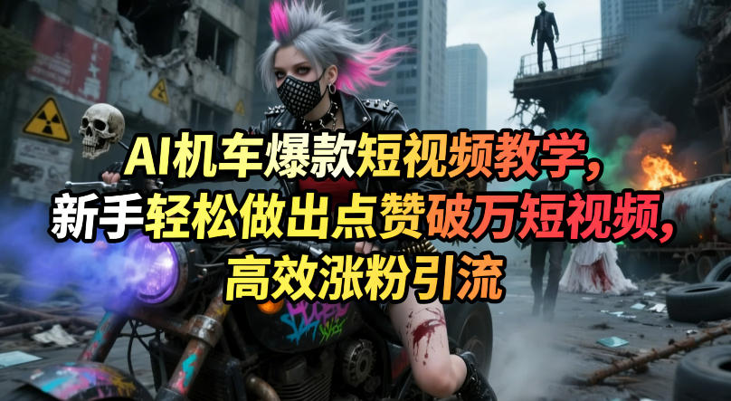 AI机车爆款短视频教学，新手轻松做出点赞破万短视频，高效涨粉引流-校睿铺
