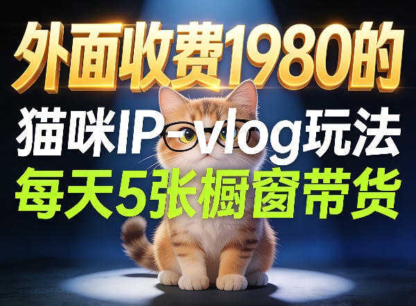 宠物赛道猫咪IP-vlog玩法，26条视频涨粉29W，每天5张橱窗带货拆解-校睿铺