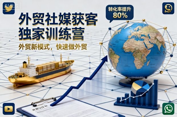 外贸社媒获客独家训练营，外贸新模式，快速做外贸(更新26年3月)-校睿铺