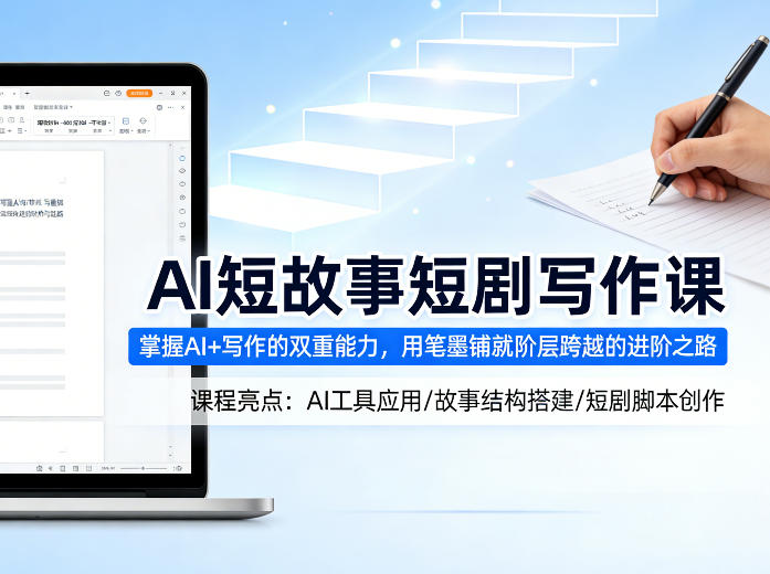 AI短故事短剧写作课，掌握AI+写作的双重能力，用笔墨铺就阶层跨越的进阶之路-校睿铺