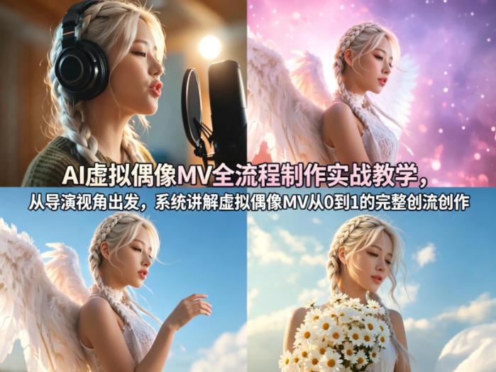 AI虚拟偶像MV全流程制作实战教学，从导演视角出发，系统讲解虚拟偶像MV从0到1的完整创作流程-校睿铺