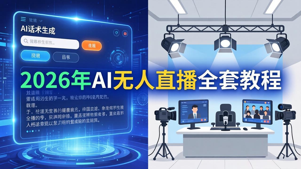 2026年AI无人直播全套教程：OBS安装+软件配置+直播间搭建+话术生成+一键开播实操-校睿铺