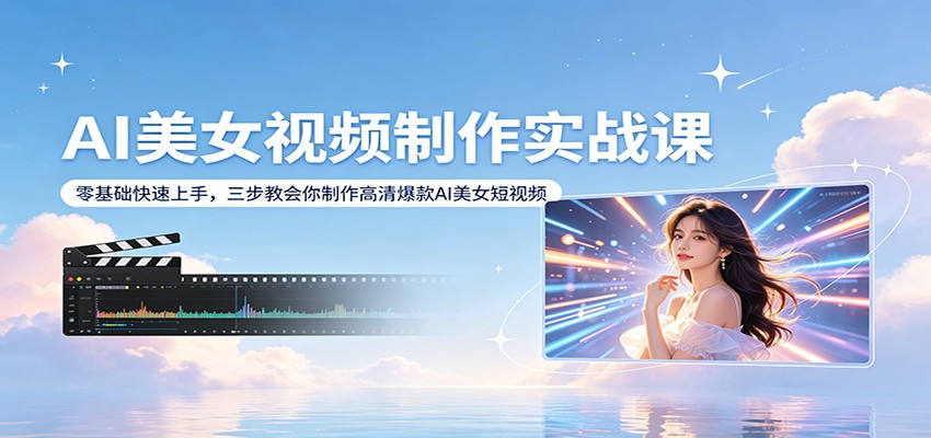 AI美女视频制作实战课：零基础快速上手，三步教会你制作高清爆款AI美女短视频-校睿铺