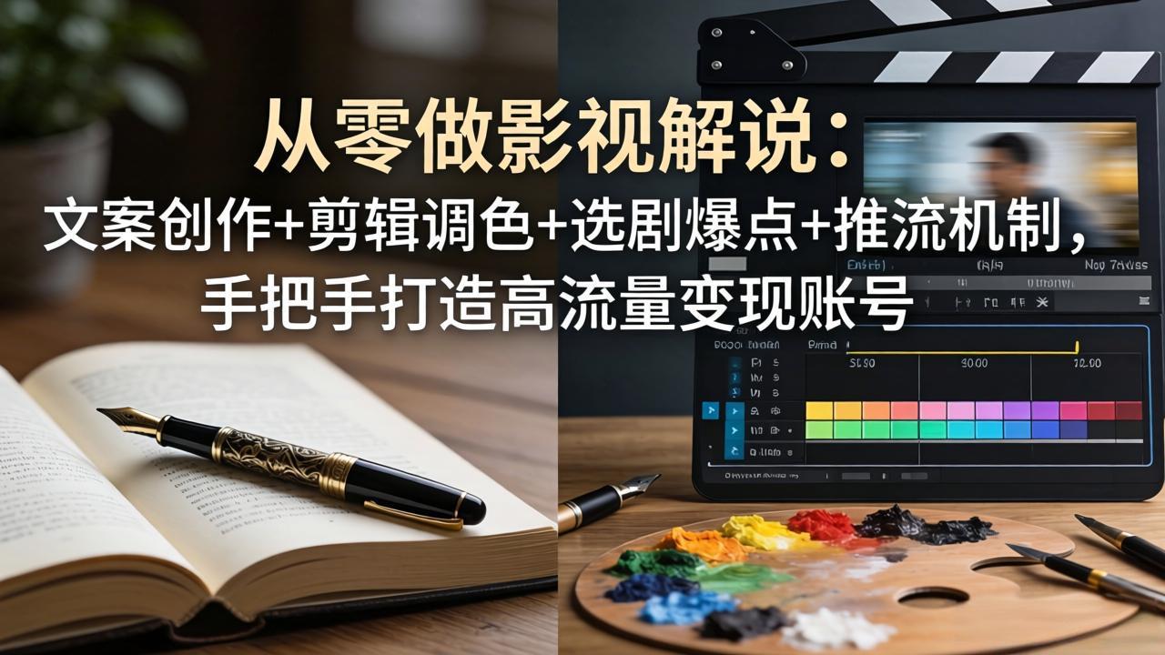 从零做影视解说：文案创作+剪辑调色+选剧爆点+推流机制，手把手打造高流量变现账号-校睿铺