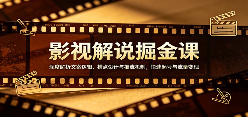 影视解说掘金课：深度解析文案逻辑、槽点设计与推流机制，快速起号与流量变现-校睿铺