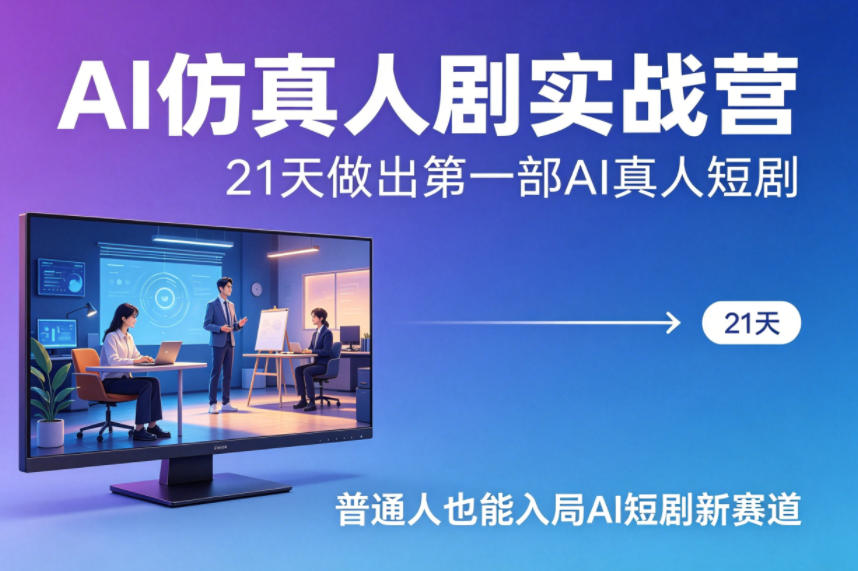AI仿真人剧实战营，21天做出第一部AI真人短剧，普通人也能入局AI短剧新赛道-校睿铺