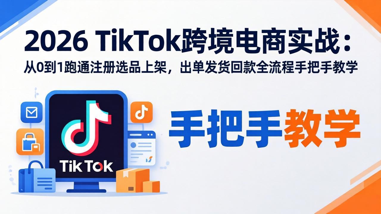 2026TikTok跨境电商实战-更新：从0到1跑通注册选品上架，出单发货回款全流程手把手教学-校睿铺