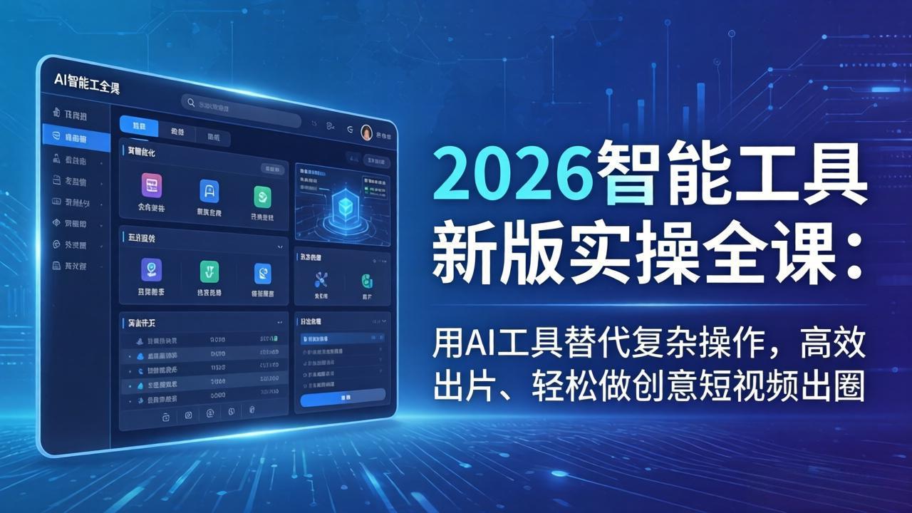 2026智能工具新版实操全课：用AI工具替代复杂操作，高效出片、轻松做创意短视频出圈-校睿铺