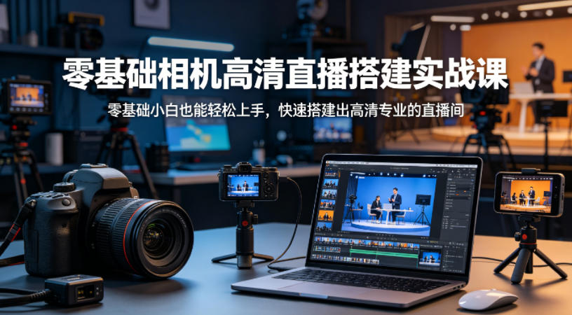 零基础相机高清直播间搭建实战课，小白也能轻松上手，快速搭建出高清专业的直播间-校睿铺