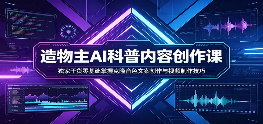 AI科普内容创作课：独家干货零基础掌握克隆音色文案创作与视频制作技巧-校睿铺
