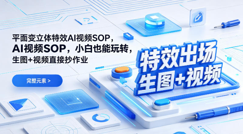 (特效出场)平面变立体特效AI视频SOP，小白也能玩转，生图+视频直接抄作业-校睿铺