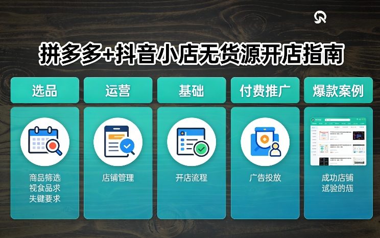 拼多多+抖音小店无货源开店，包括：选品、运营、基础、付费推广、爆款案例等(更新26年4月)-校睿铺