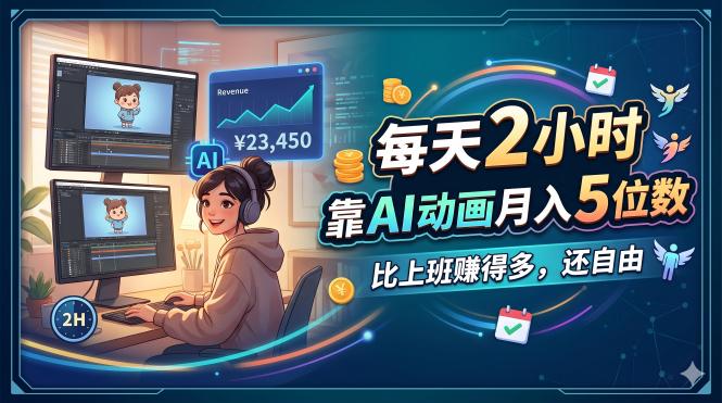 每天 2 小时，靠 AI 动画月入 5 位数，比上班赚得多，还自由-校睿铺