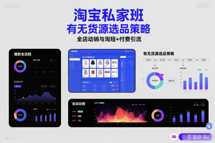 淘宝私家班，有无货源选品策略，高成功率爆款全流程打法，全店动销与淘短+付费引流(更新2026年4月18日)-校睿铺