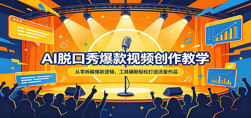 AI脱口秀爆款视频创作教学：从零拆解爆款逻辑，工具辅助轻松打造流量作品-校睿铺