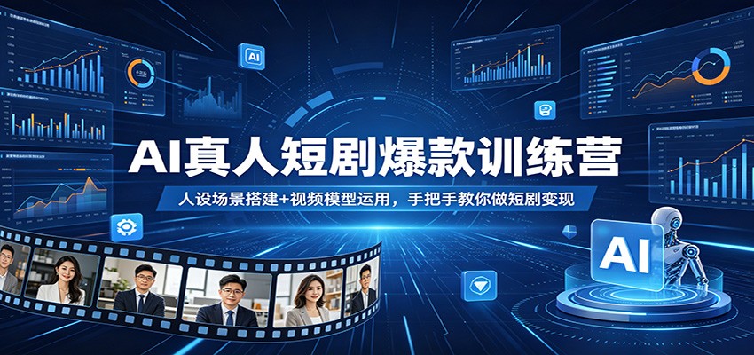 AI真人短剧爆款训练营：人设场景搭建+视频模型运用，手把手教你做短剧变现-校睿铺