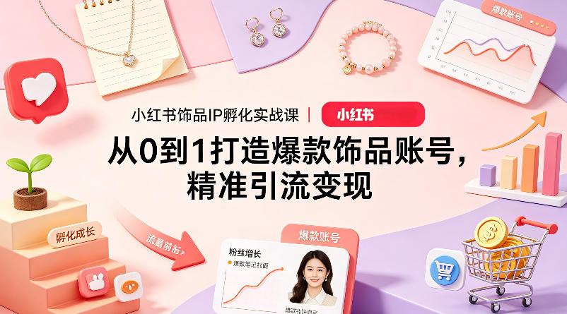 小红书饰品IP孵化实战课｜从0到1打造爆款饰品账号，精准引流变现-校睿铺