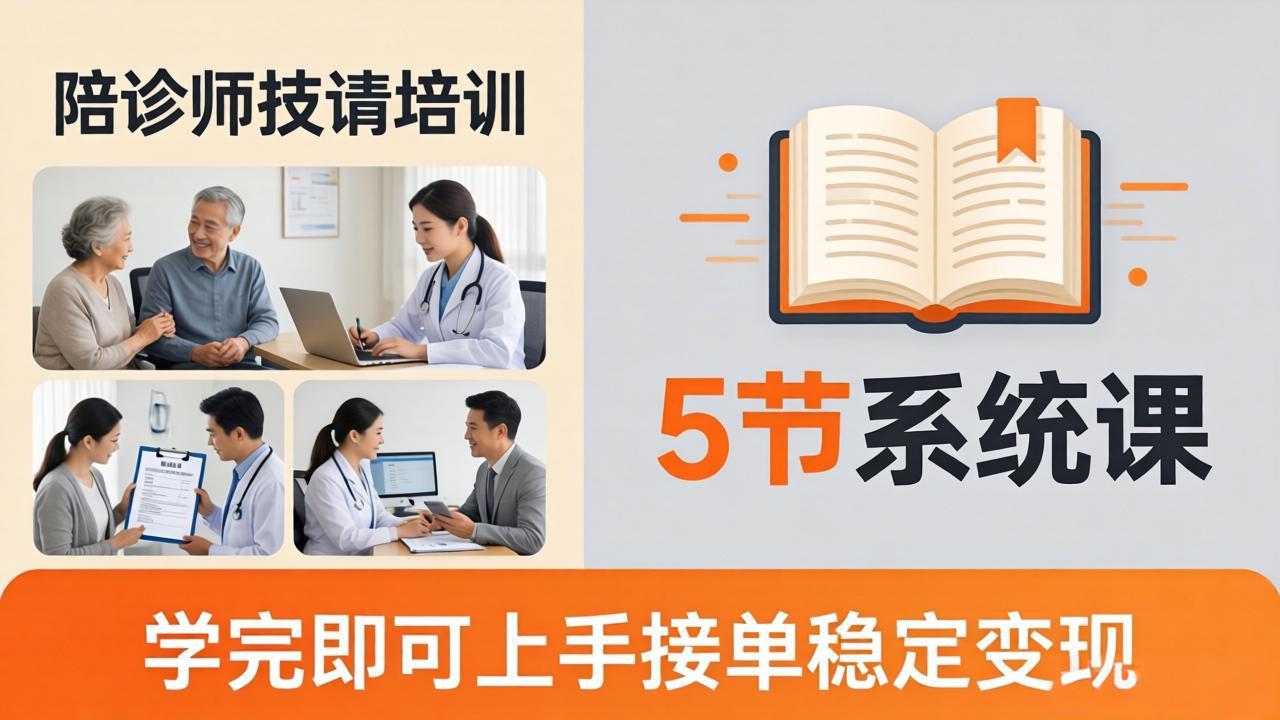 想做陪诊师不知从何下手？5节系统课教你掌握核心技能，学完即可上手接单稳定变现-校睿铺