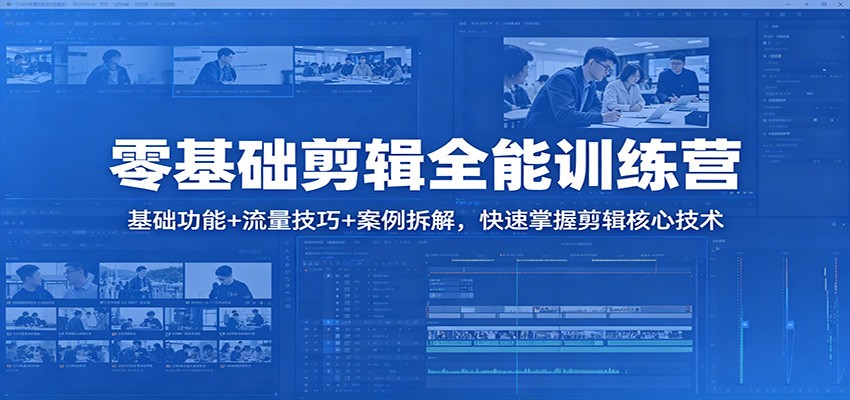 零基础剪辑全能训练营：基础功能+流量技巧+案例拆解，快速掌握剪辑核心技术-校睿铺