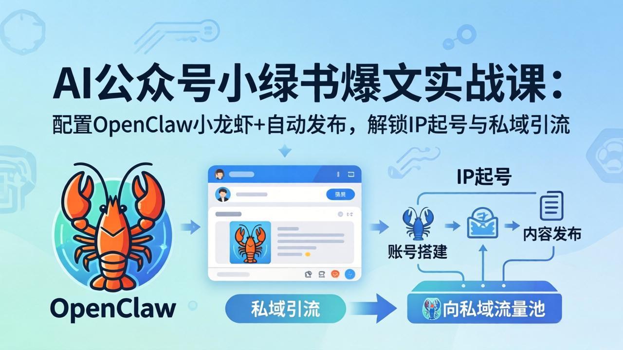 AI公众号小绿书变现实战课：小绿书爆文写作+OpenClaw自动发布，解锁IP起号与私域引流-校睿铺