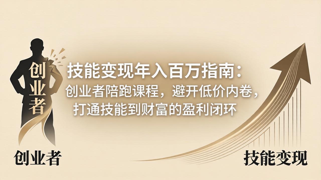 技能变现年入百万指南：创业者陪跑课程，避开低价内卷，打通技能到财富的盈利闭环-校睿铺